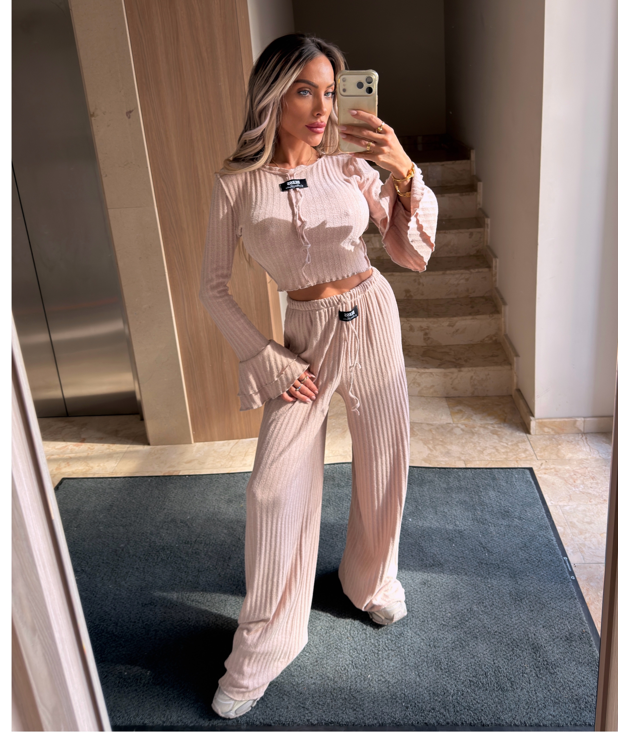 Pink Ribbed Lounge Set - Image 2